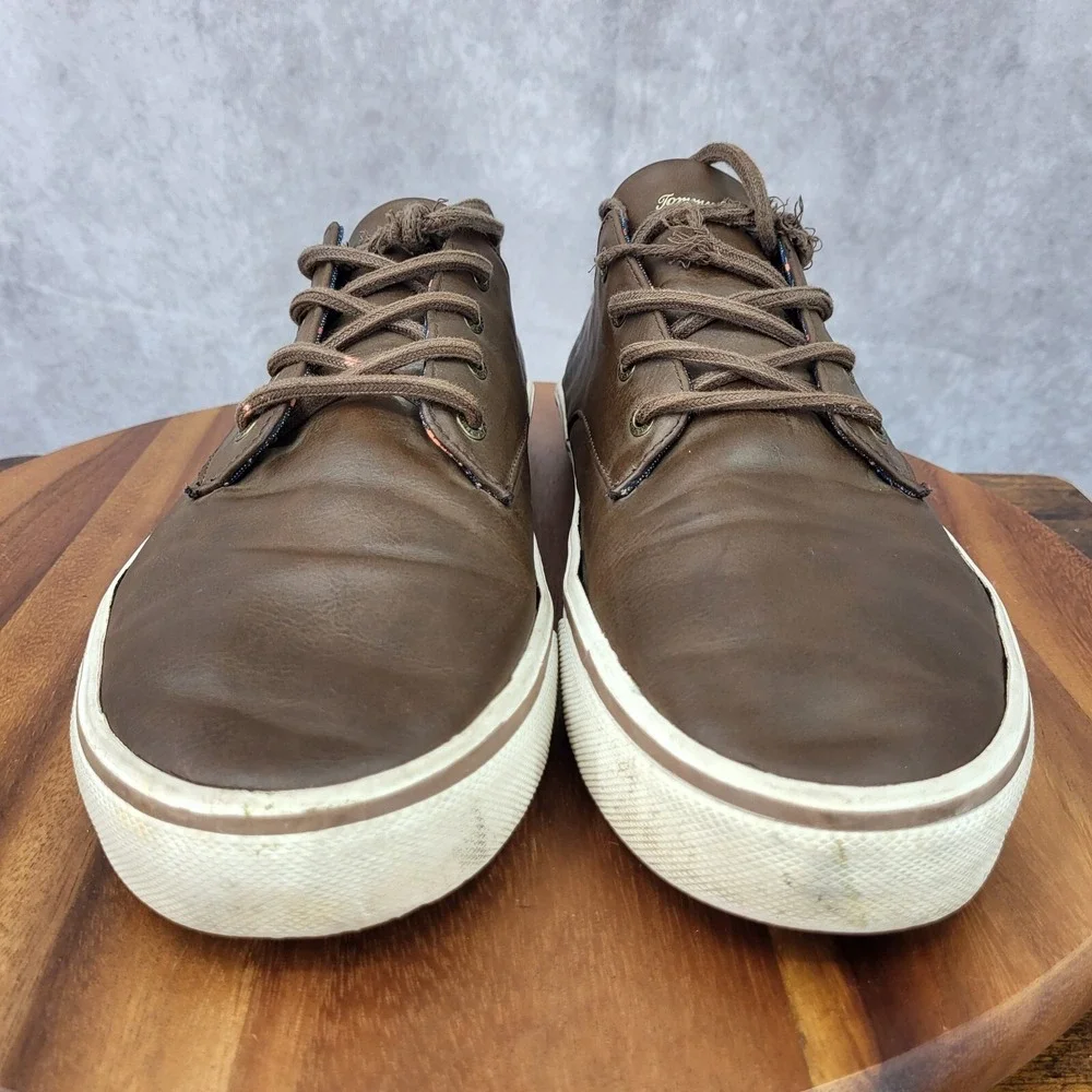 Tommy Bahama Sneakers Mens 12‎ D Brown Faux Leather Oxfords Comfort Shoes